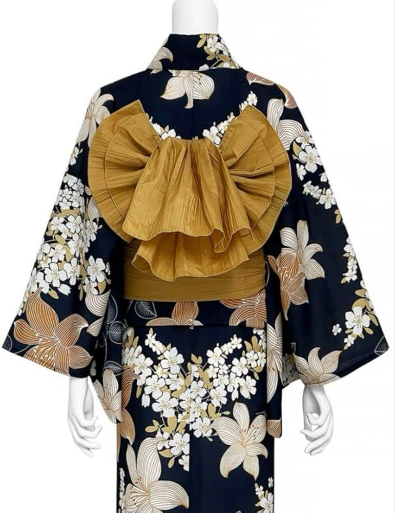 GRL 花柄 浴衣 ネイビー ホワイト GRL グレイル 浴衣花柄浴衣セット[gi1527] ストライプ ネイビー